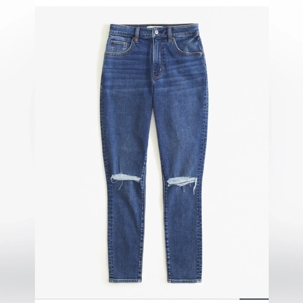 Abercrombie Curve Love High Rise Super Skinny Ankle Jean MEDIUM DESTROY, 31 LONG - Picture 8 of 16